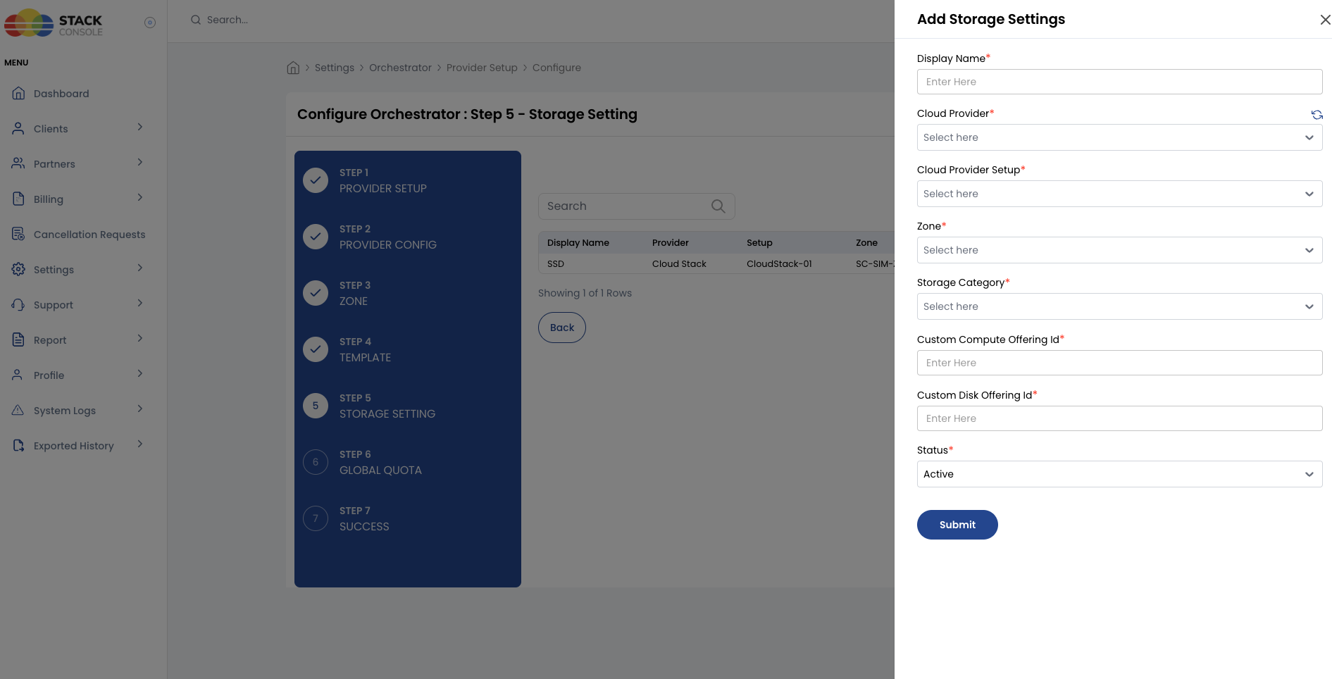 Screenshot: CMP — Step 5 Storage Settings listing