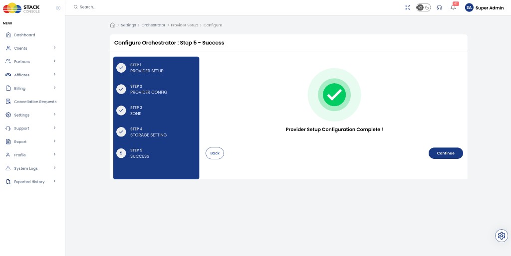 Screenshot: CMP — Provider Setup Configuration Complete