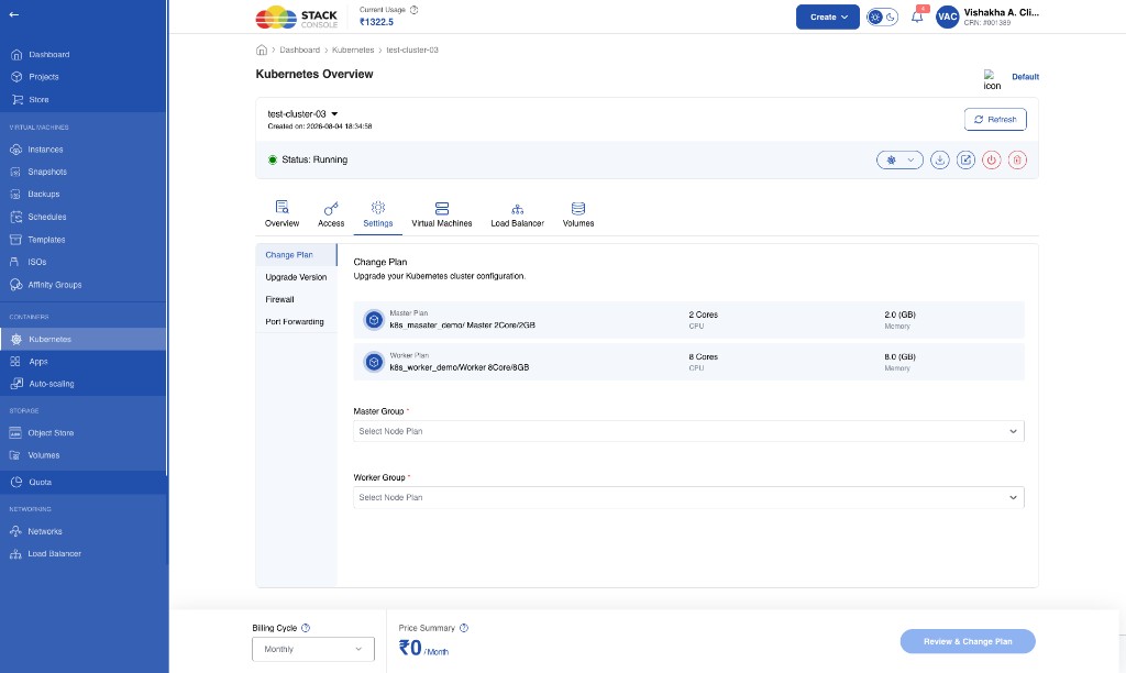 Change Plan — separate master and worker plans