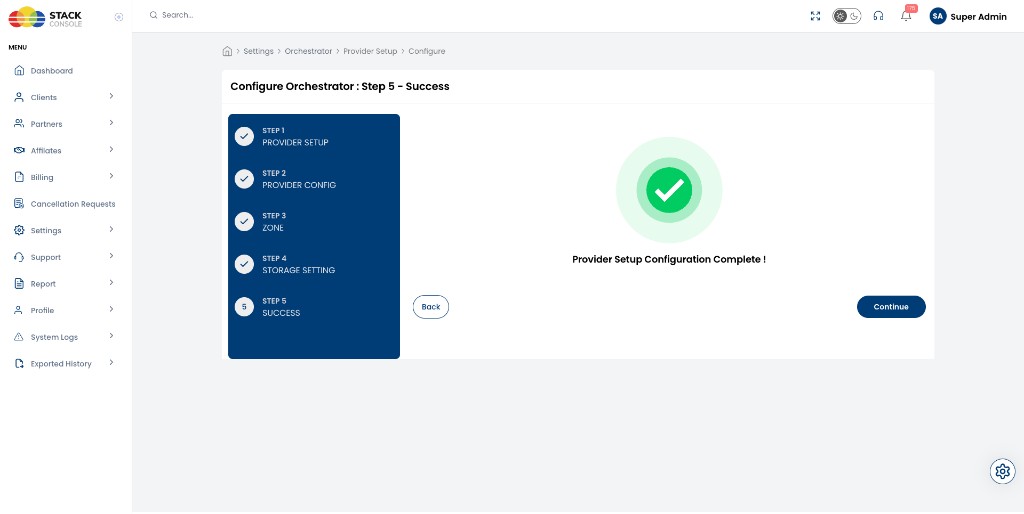 Screenshot: CMP — Provider Setup configuration complete