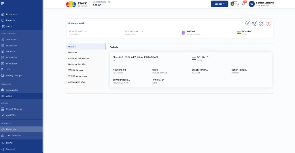 Screenshot: CMP — VPC details page (Details tab)