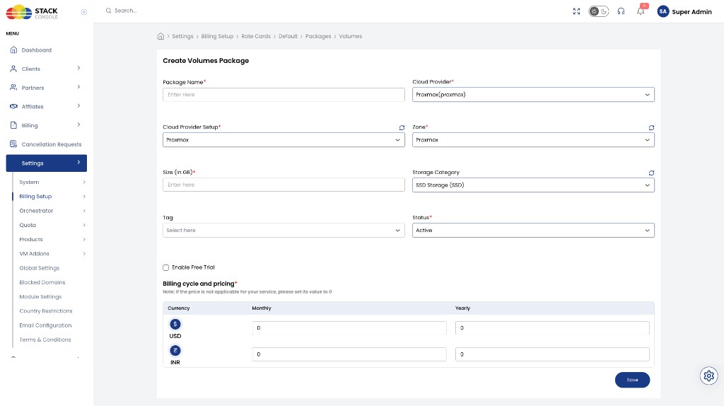 Screenshot: CMP — Create Volumes Package for Proxmox