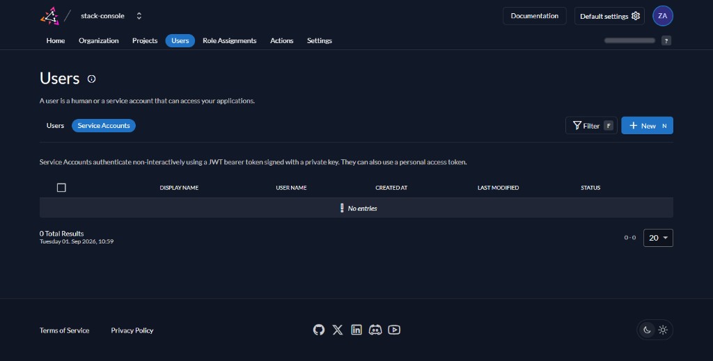 Screenshot: Authentication method — Code