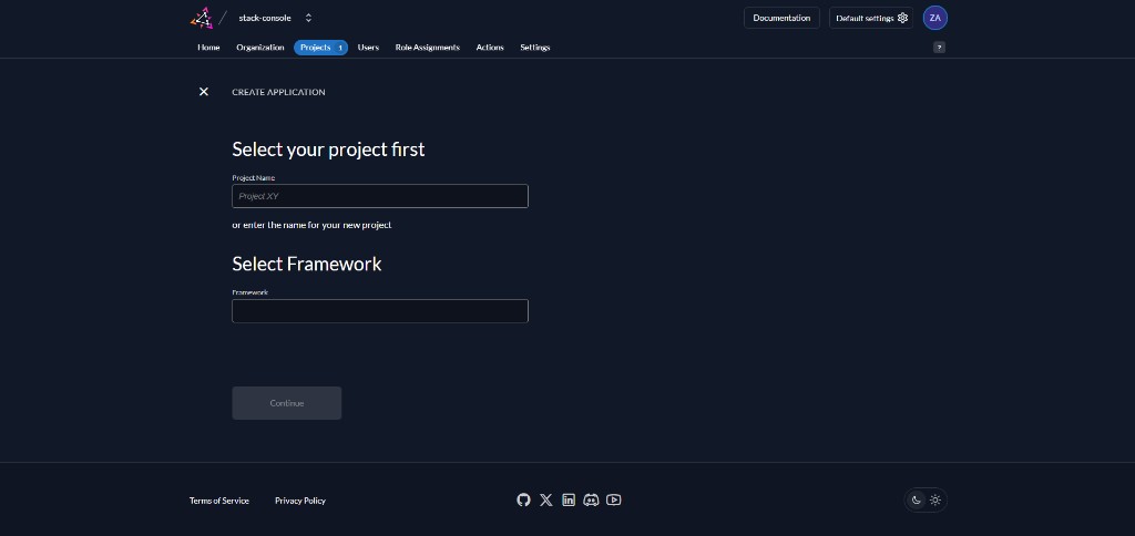 Screenshot: Zitadel Customer Portal — Create Instance