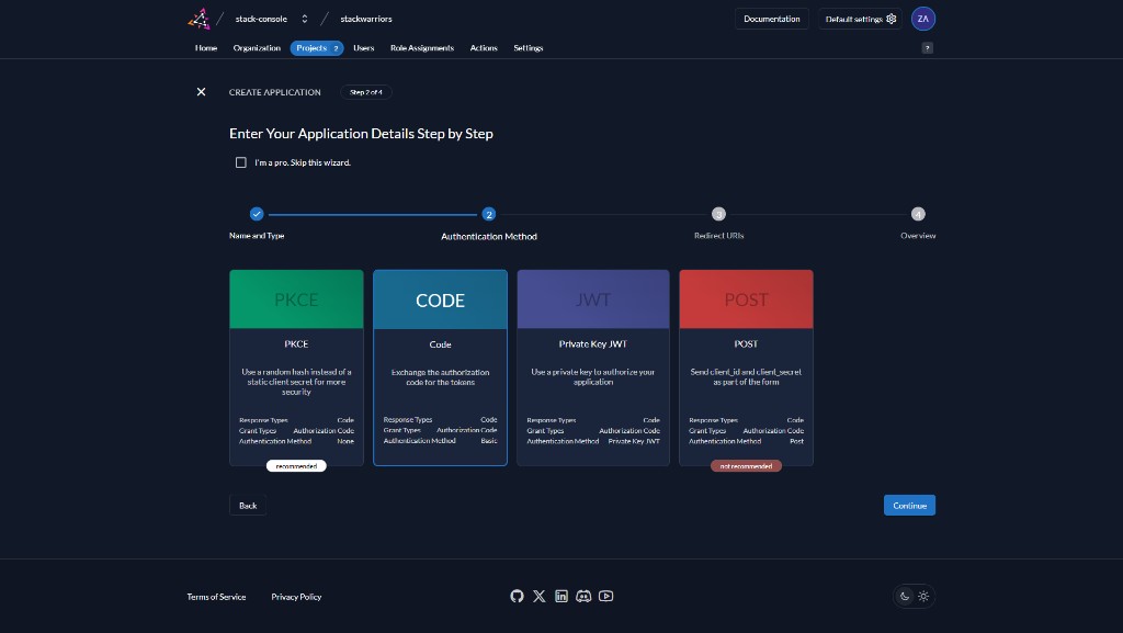 Screenshot: Create your first user
