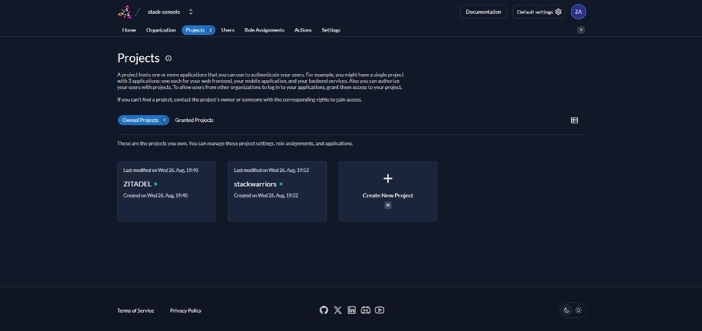 Screenshot: Setup your first instance