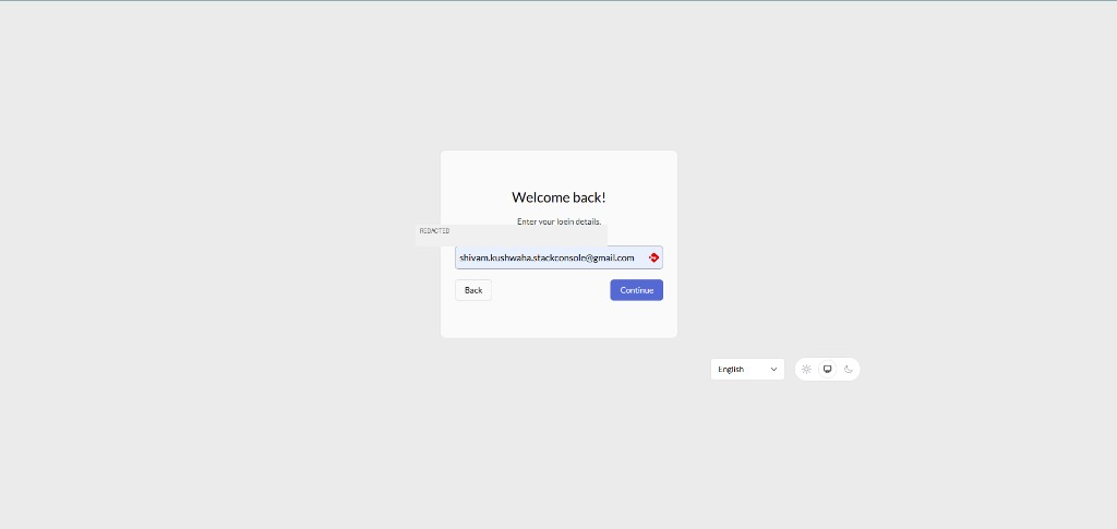 Screenshot: Zitadel login name
