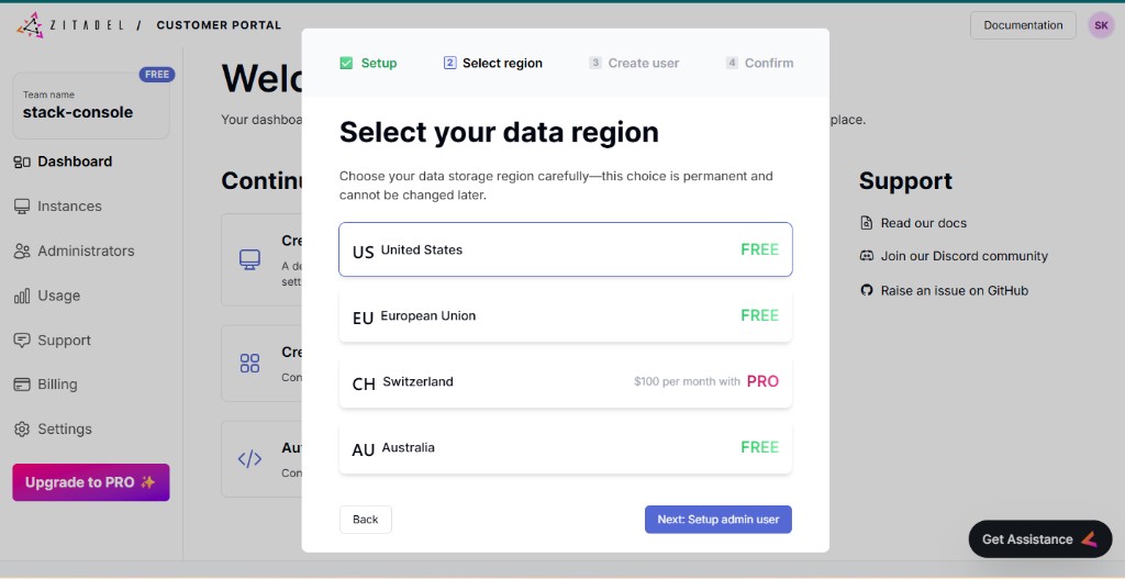 Screenshot: Organization — add administrator